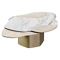 Elegant Modern Coffee Table With Irregular Marble Top And Brass Metal Base 3d model
