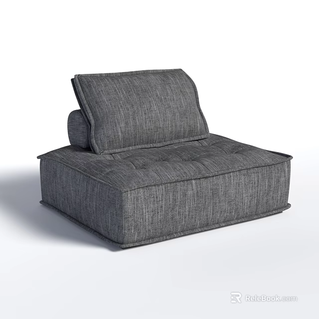 Gray Fabric Single Sofa With Modern Minimalist Design And Comfortable Cushion 3d model