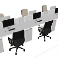 Modern Office Workstations With Multiple Desks Computers And Ergonomic Chairs In Open Layout 3d model