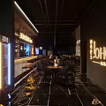 Modern JOHOBUS Bar Interior With Seats And Liquor Shelves