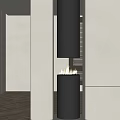 Modern Black Cylindrical Fireplace With Bright Burning Flames In Minimalist Indoor Space