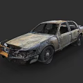 Old Burned Car With Damaged Exterior Rust And Burn Marks 3d model