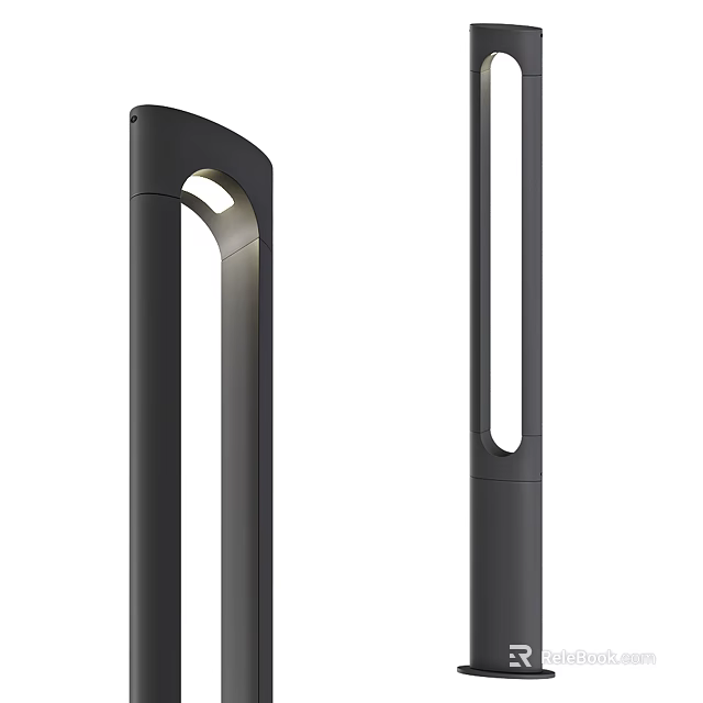 Modern Sleek Black Column Outdoor Light With Stylish Design For Garden Illumination 3d model 