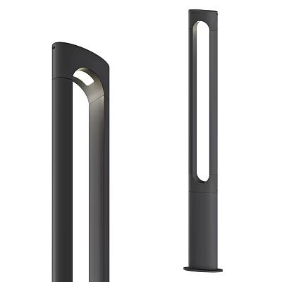 Modern Sleek Black Column Outdoor Light With Stylish Design For Garden Illumination 3d model