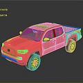 Pink Toyota Pickup Truck With Four Door Design Shiny Wheels And Reflection