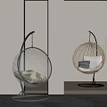 Modern Hanging Chairs with Glass Rattan Design Metal Stand and Soft Cushion