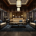 Traditional Chinese Tea House Reception Room 3d model