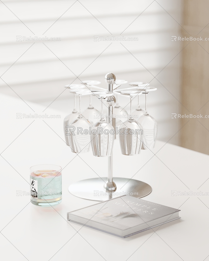 Modern ornaments combination cup kitchen utensils books high feet 3d model