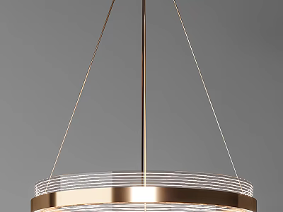 Modern Round Chandelier With Metallic Frame And Glass Accent Lighting Fixture 3d model