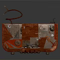 Vintage Red Old fashioned Radio style Headphone Speaker featuring Wooden Texture Grille and Control Knobs