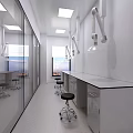 Bright Modern Laboratory Interior With Lab Benches Fume Hoods And Storage Shelves
