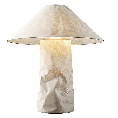 Elegant Modern Table Lamp With Cream Fabric Shade And Textured Wrinkled Ceramic Base 3d model