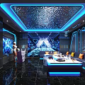 Modern KTV Interior Design With LED Lighting Digital Screens And Comfortable Sofa Seating 3d model