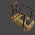 Rusty Yellow Industrial Forklift Utility Vehicle For Warehouse Lifting Tasks