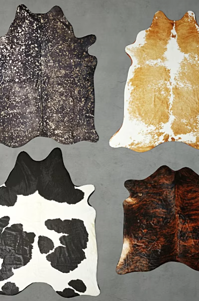 Stylish Shaped Rugs Featuring Black Brown White Patterns And Faux Fur Texture For Home Decor 3d model