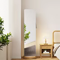 Wooden Coat Rack With Hanging Clothes Handbag Near Bedroom Bedside Table Lamp And Green Plant