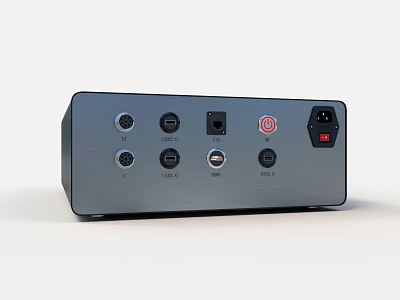 Metal Cased Device With Multiple Ports Buttons And Power Switch Interface 3d model