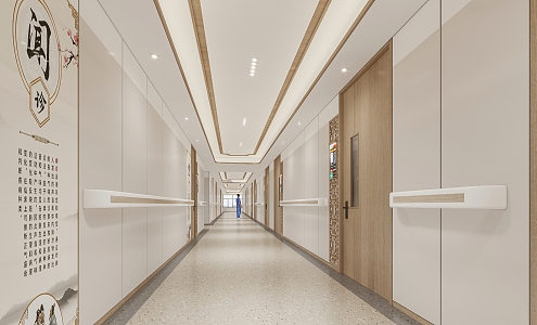 modern hospital aisle chinese medicine hospital hall elevator hall 3d model