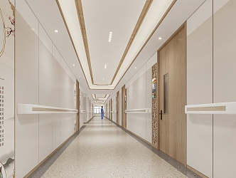 modern hospital aisle chinese medicine hospital hall elevator hall 3d model