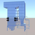 Blue Industrial Processing Equipment With Tower Structure Pipes And Ladder Design 3d model