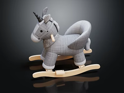 Gray Building Blocks Crafted Unicorn Rocking Horse With Wooden Rockers Design 3d model Gray Building Blocks Crafted Unicorn Rocking Horse With Wooden Rockers Design 3d model