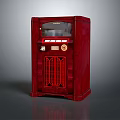 Classic Red Vintage Jukebox with Retro Design and Decorative Grille Details