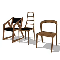 Modern Wooden Leisure Chairs With Various Backrest Designs And Sleek Lines