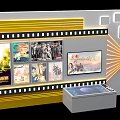 Innovative Movie Theme Display Wall With Classic Posters Projector Design And Light Strips