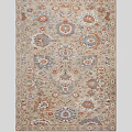 Traditional Square Rug With Beige Base Blue And Orange Floral Patterns 3d model