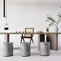 Quiet Tea Table and Chair 3d model