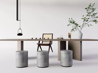 Quiet Tea Table and Chair 3d model