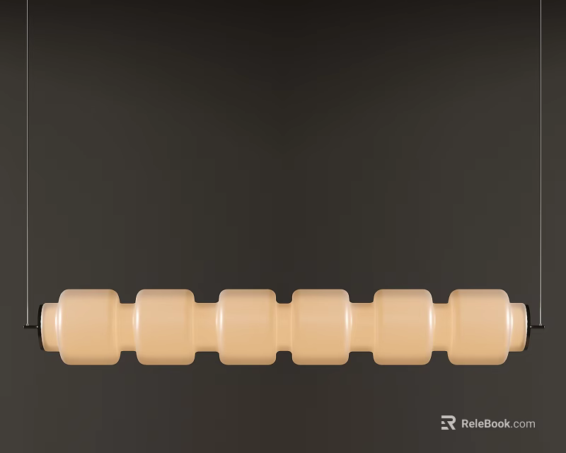 Beige Chandelier with Cylindrical Connected Design Hanging Against Black Background 3d model