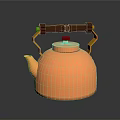 Elegant Copper Teapot With Wooden Handle And Shiny Reflective Surface For Daily Living