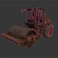 Old Rusty Road Roller Construction Vehicle With Worn Metal Body And Large Drum