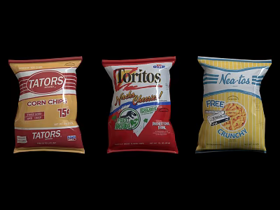 Assorted Corn Chips and Crunchy Snacks Packages With Tators Doritos Neobles Brands 3d model