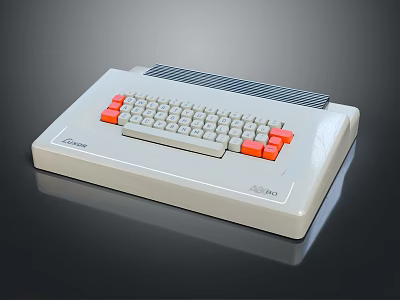 Vintage OLIVETTI Office Typewriter With Beige Body And Red Accent Keys 3d model