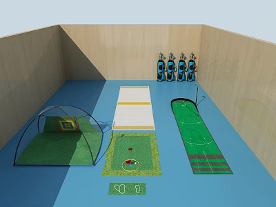 Indoor Sports Fitness Area With Various Workout Equipment And Training Spaces 3d model