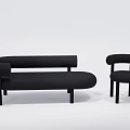 Modern Black Curved Sofa Set Interior With Matching Accent Chair Design