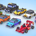 Colorful Cartoon Style Cars Including SUVs Race Cars And Vintage Models In Vibrant Hues