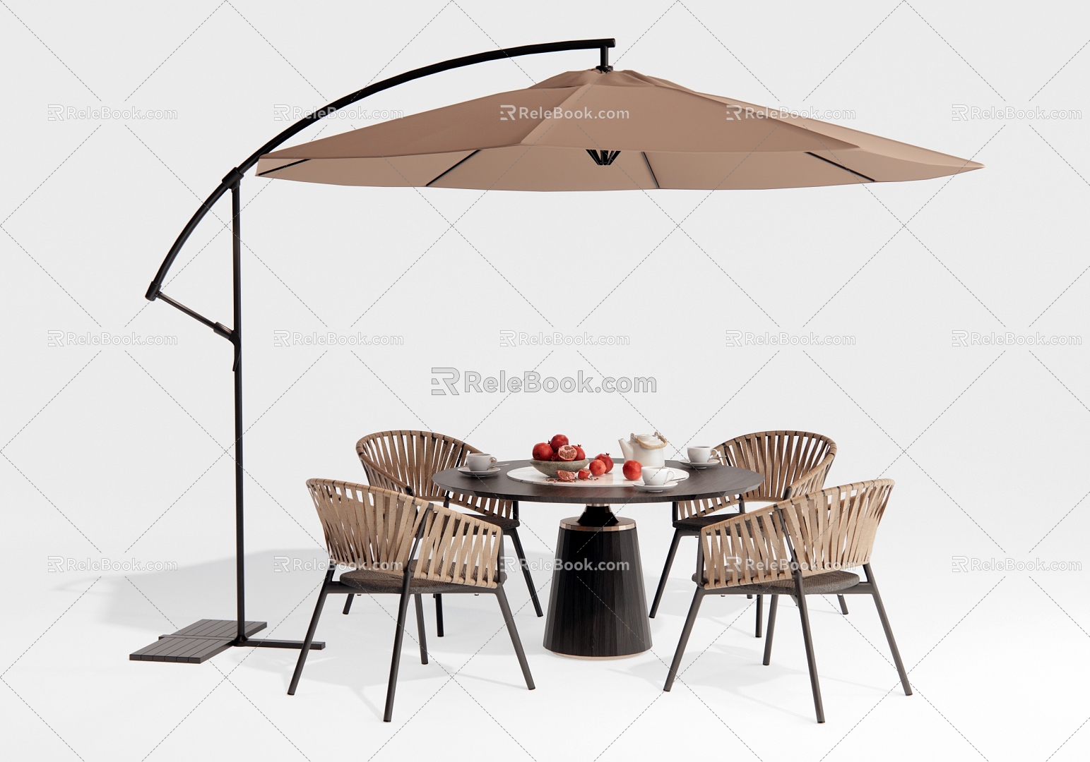 Modern Outdoor Table and Chair Outdoor Dining Table and Chair Woven Outdoor Chair Leisure Chair Dining Table 3d model