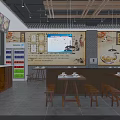 Spacious Restaurant Interior With Wooden Tables Benches Pendant Lights And Open Layout