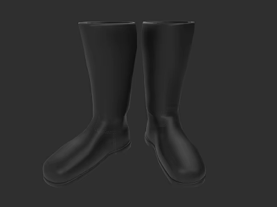 Black Knee High Leather Boots With Classic Design For Autumn Winter Wear 3d model