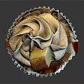Delicious Cupcake With White Paper Liner Creamy Frosting Fresh Apple Slice And Cinnamon Sprinkles