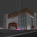 Modern School Building With Grand Entrance Large Windows And Trees Along Landscaped Pathway