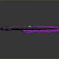 Purple Scythe Weapon Featuring Coiled Chain 3D Model Design With Curved Blade And Reflective Surface