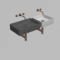 Modern Bathroom Washbasins With White Gray Finishes And Copper Faucet Features