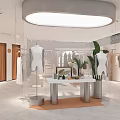 Elegant Clothing Store Interior With Window Display Mannequins And White Decor 3d model