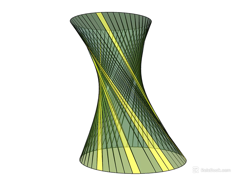 Modern Twisted Shape Decorative Ornament Set With Green Yellow Stripes And Grid Design 3d model 