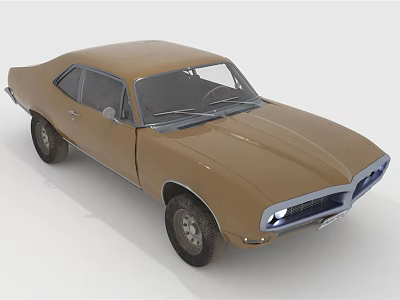 Vintage Brown Two Door Classic Car with Retro Headlights and Sleek Body 3d model