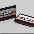 Two Vintage Retro Cassette Tapes With Black Red Design White Label A Side 20 Minutes
